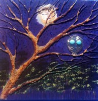 3D + Turquoise Knight Owl 11"x 11" 